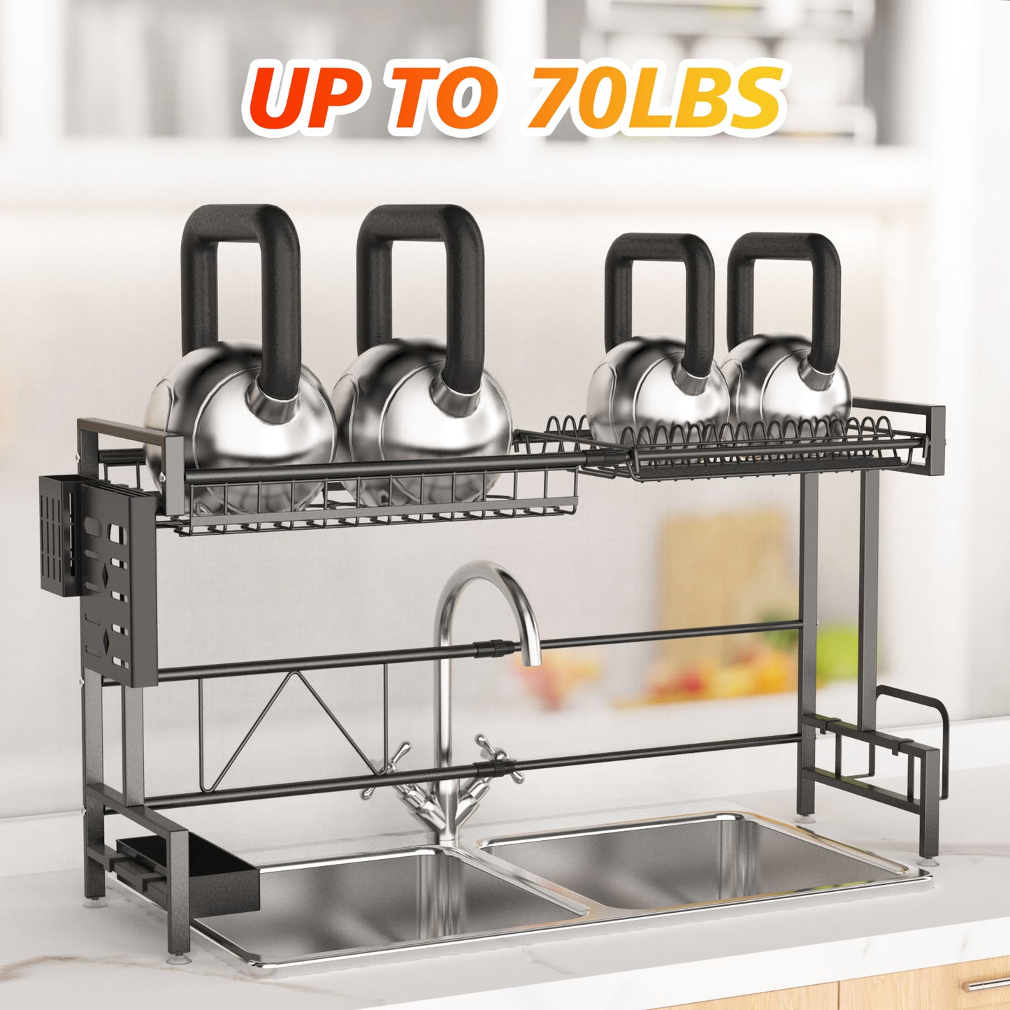 2 Tiers Stainless Steel Dish Racks For Kitchen Counter