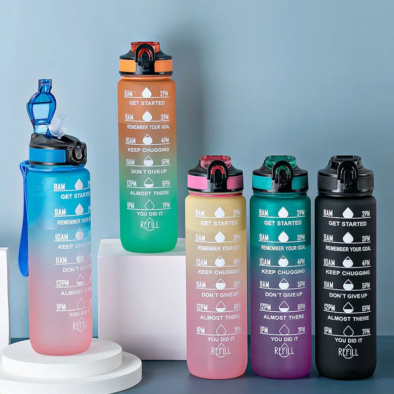 Shriank 1L Sports Water Bottle with Straw and Time Marker